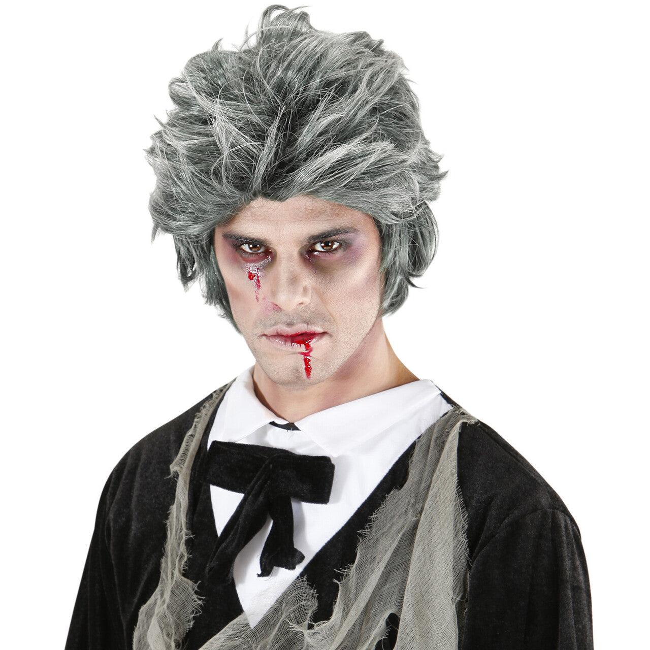 Op deze afbeelding zie je een Accessoires, van het merk Widmann. Pruik, Zombie Man Grijs Death Dracula