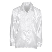 Op deze afbeelding zie je een Kostuums, van het merk Widmann. Lekker Foute Blouse Met Ruches Wit Man