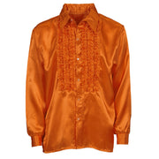 Op deze afbeelding zie je een Kostuums, van het merk Widmann. Lekker Foute Blouse Met Ruches Oranje Man