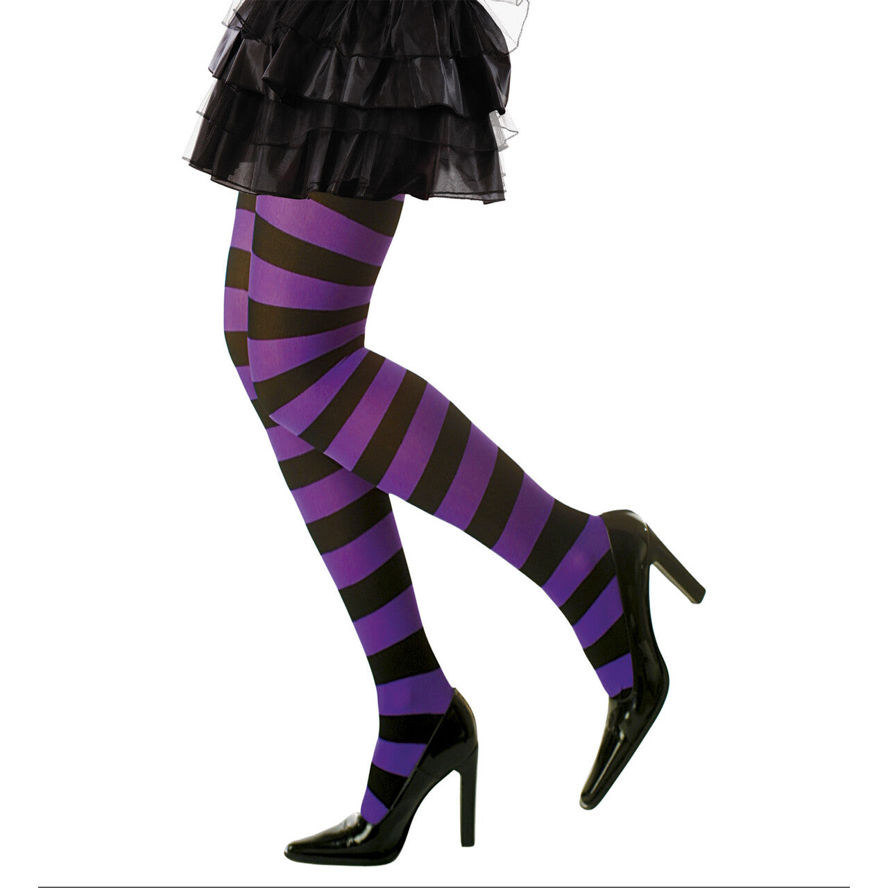 Op deze afbeelding zie je een Accessoires, van het merk Widmann. Horizonaal Panty Gestreept Paars / Zwart