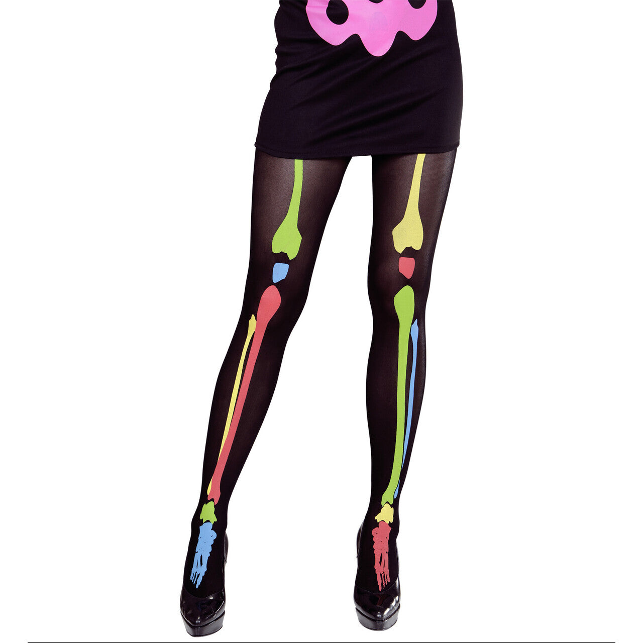 Op deze afbeelding zie je een Accessoires, van het merk Widmann. Panty Skelet Neon Kleuren Botten