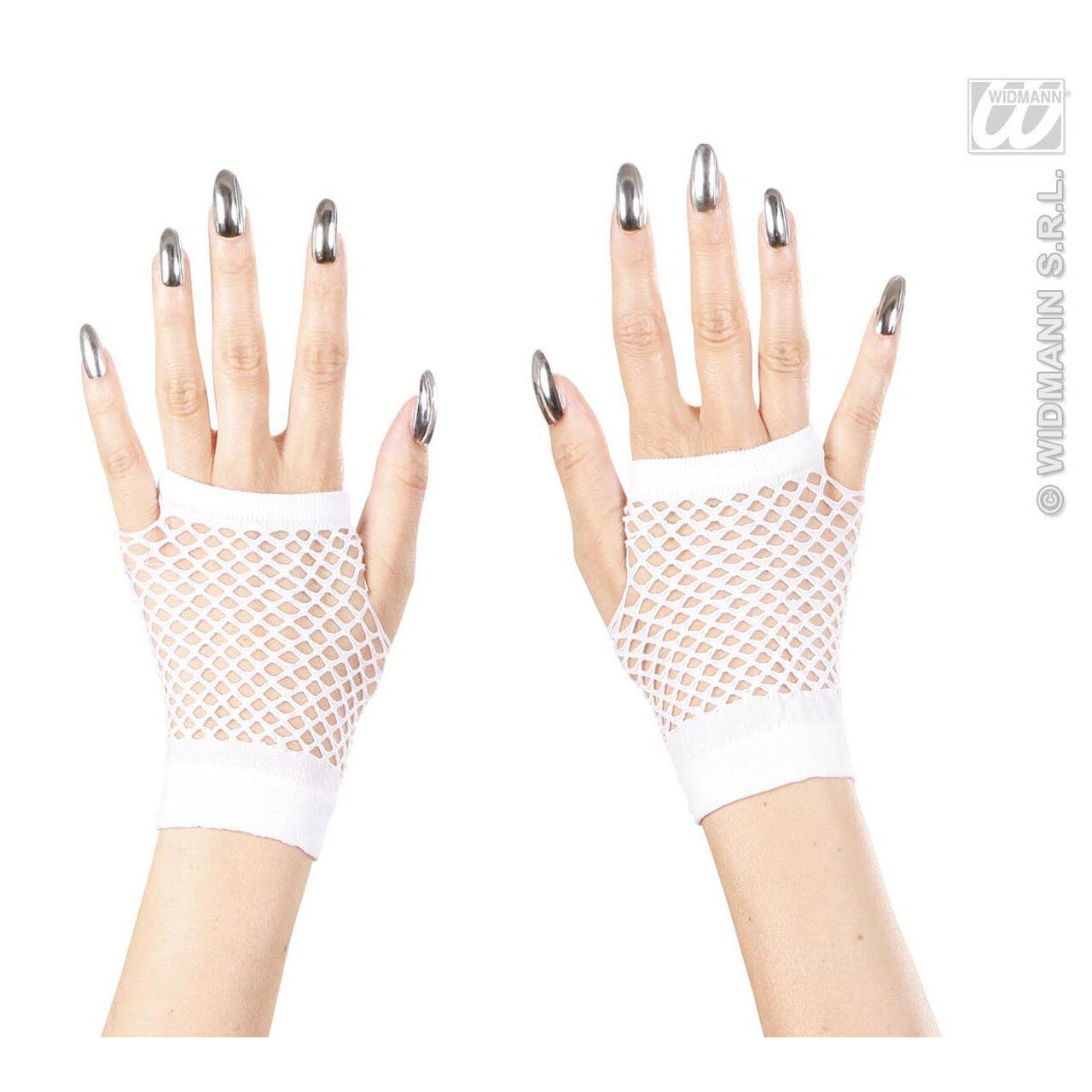 Op deze afbeelding zie je een Accessoires, van het merk Widmann. Vingerloze Nethandschoenen Wit