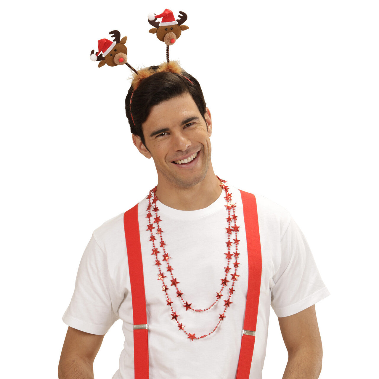 Op deze afbeelding zie je een Accessoires, van het merk Widmann. XXL Sterrenketting, Rood 210cm