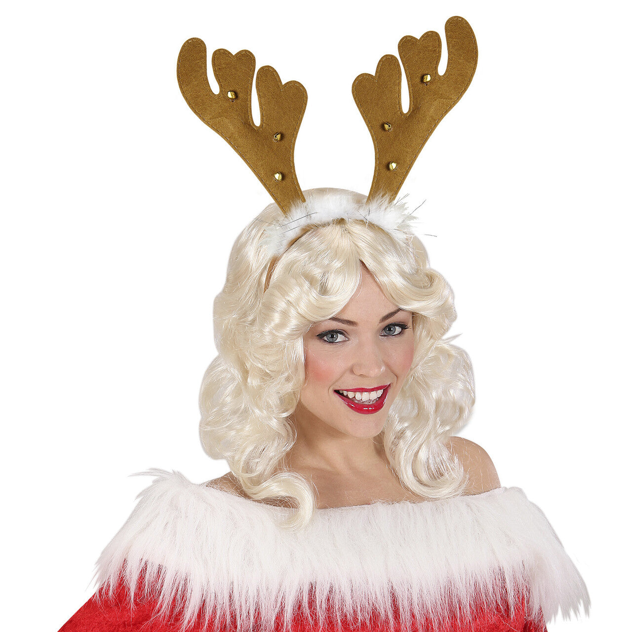 Op deze afbeelding zie je een Accessoires, van het merk Widmann. Hoofdband Rendier Met Belletjes En Marabou Rudolf