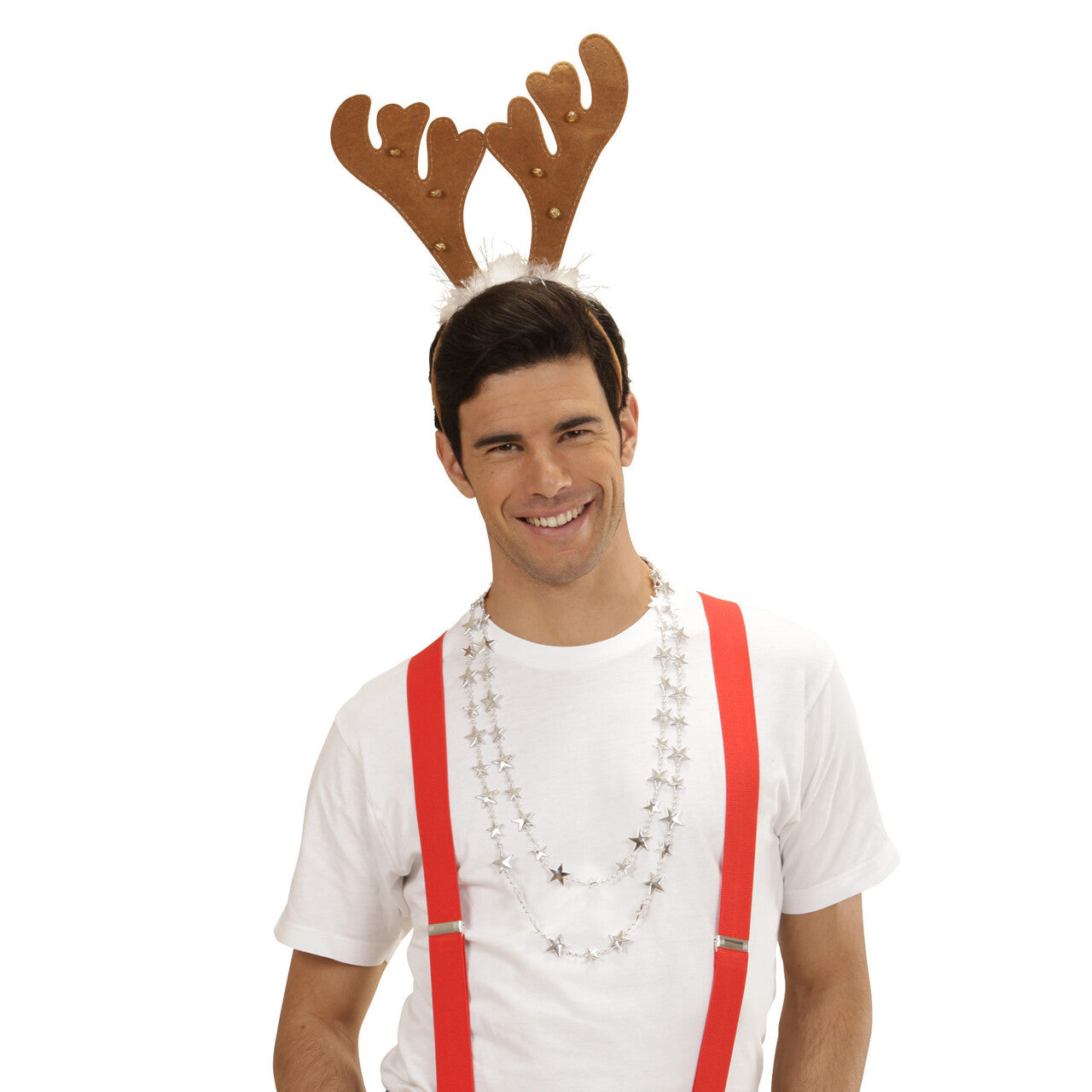 Op deze afbeelding zie je een Accessoires, van het merk Widmann. Hoofdband Rendier Met Belletjes En Marabou Rudolf