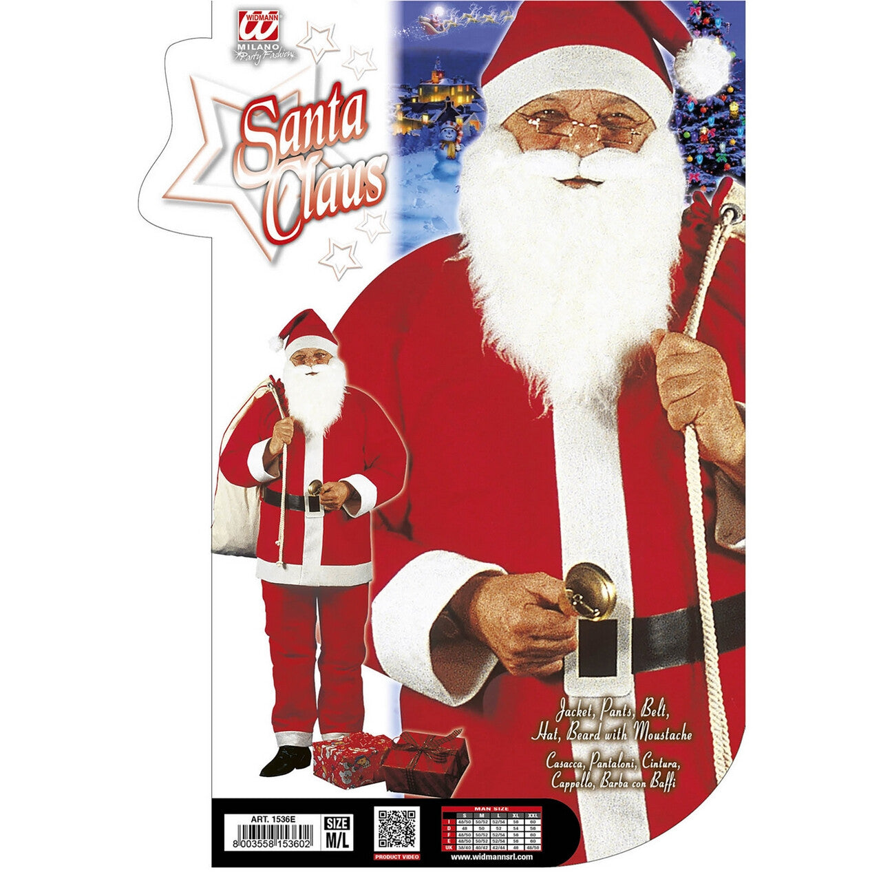 Op deze afbeelding zie je een Kostuums, van het merk Widmann. Kerstman Santa Kostuum
