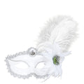 Oogmasker Wit Met Roos En Veren