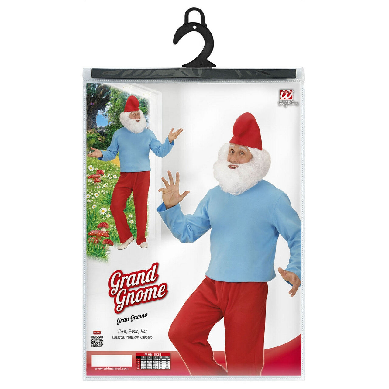 Op deze afbeelding zie je een Kostuums, van het merk Widmann. Hoofd Kabouter Grote Smurf Man Kostuum