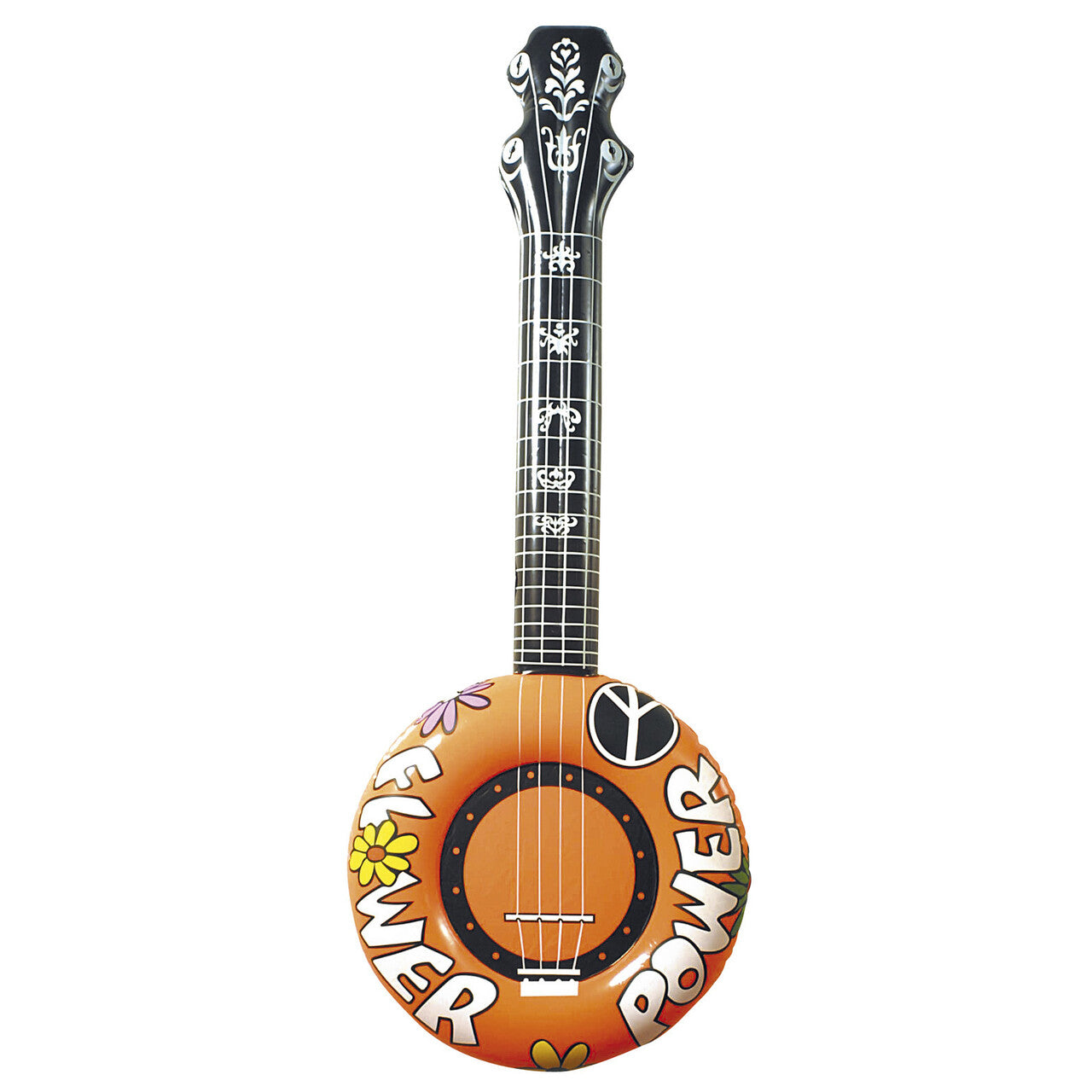 Op deze afbeelding zie je een Accessoires, van het merk Widmann. Opblaasbare Banjo 100 Centimeter Oranje Flower Power