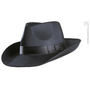 Op deze afbeelding zie je een Accessoires, van het merk Widmann. Gangsterhoed Zwart, Satijn