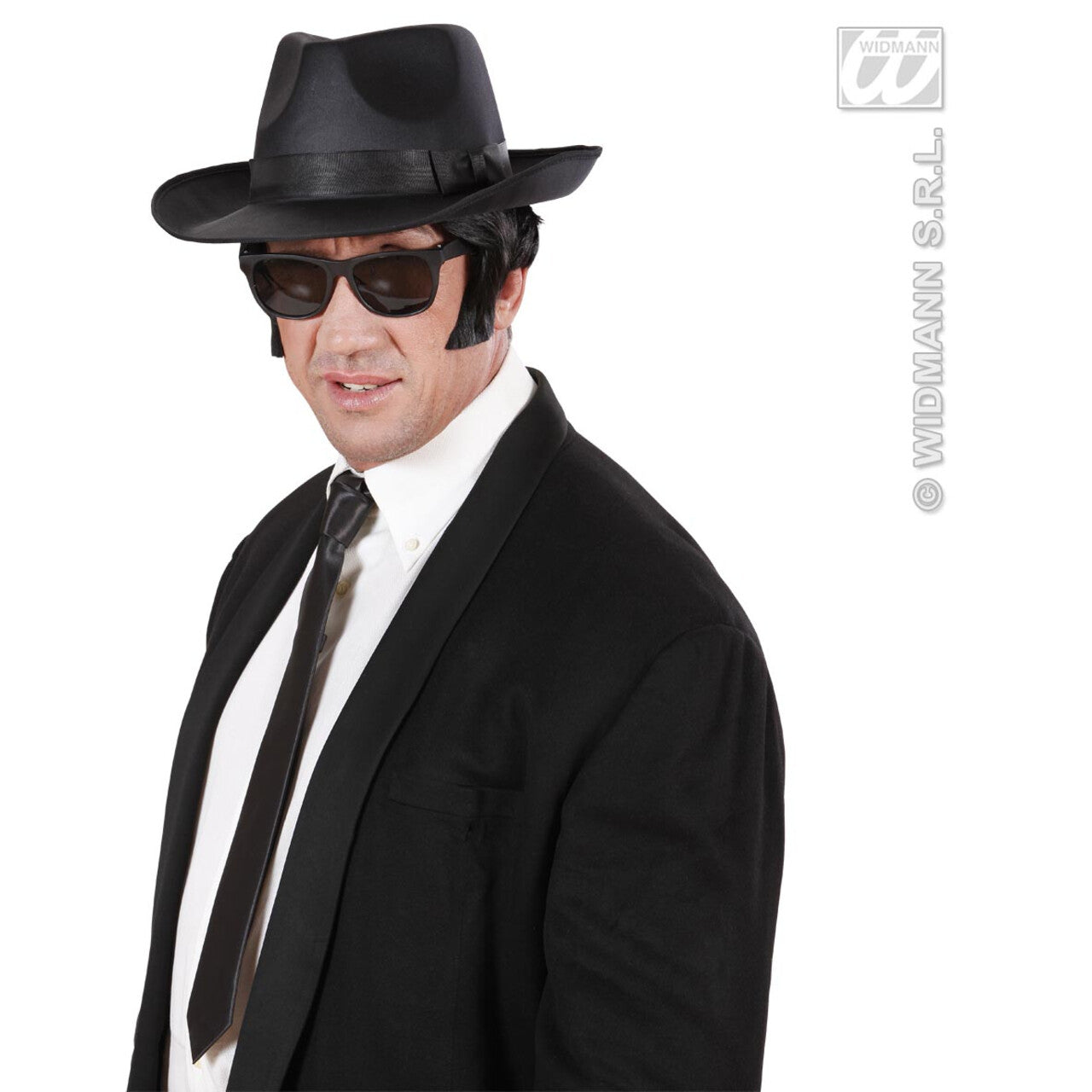 Op deze afbeelding zie je een Accessoires, van het merk Widmann. Gangsterhoed Zwart, Satijn