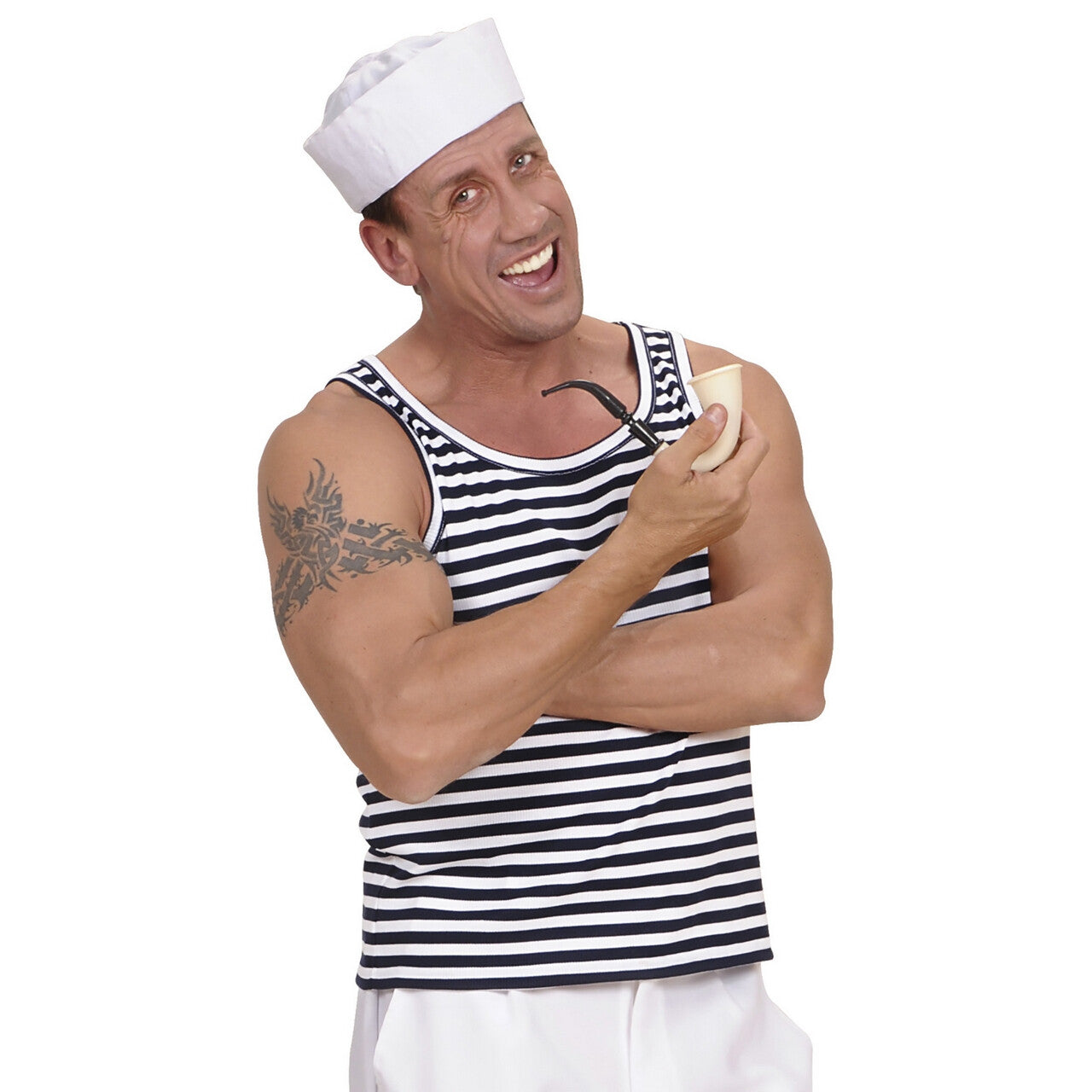 Op deze afbeelding zie je een Kostuums, van het merk Widmann. Zeemanshirt Gestreept