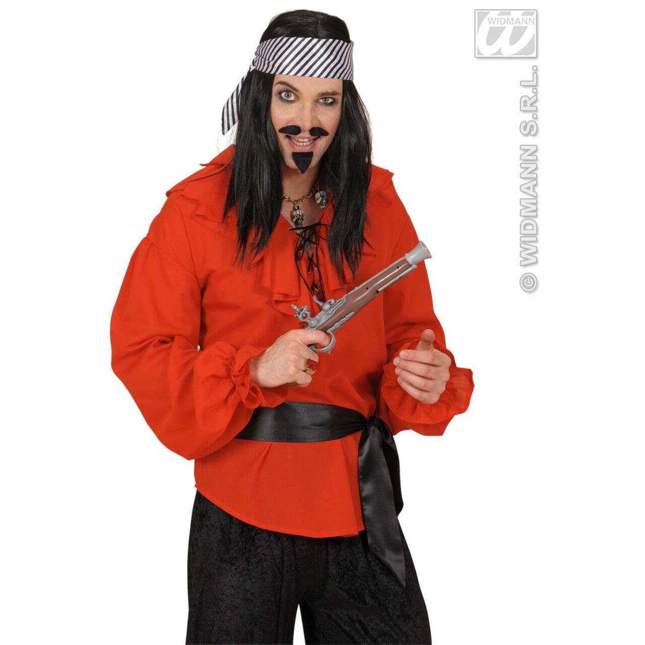 Op deze afbeelding zie je een Accessoires, van het merk Widmann. Nekband Satijn Met Strepen Wit / Zwart