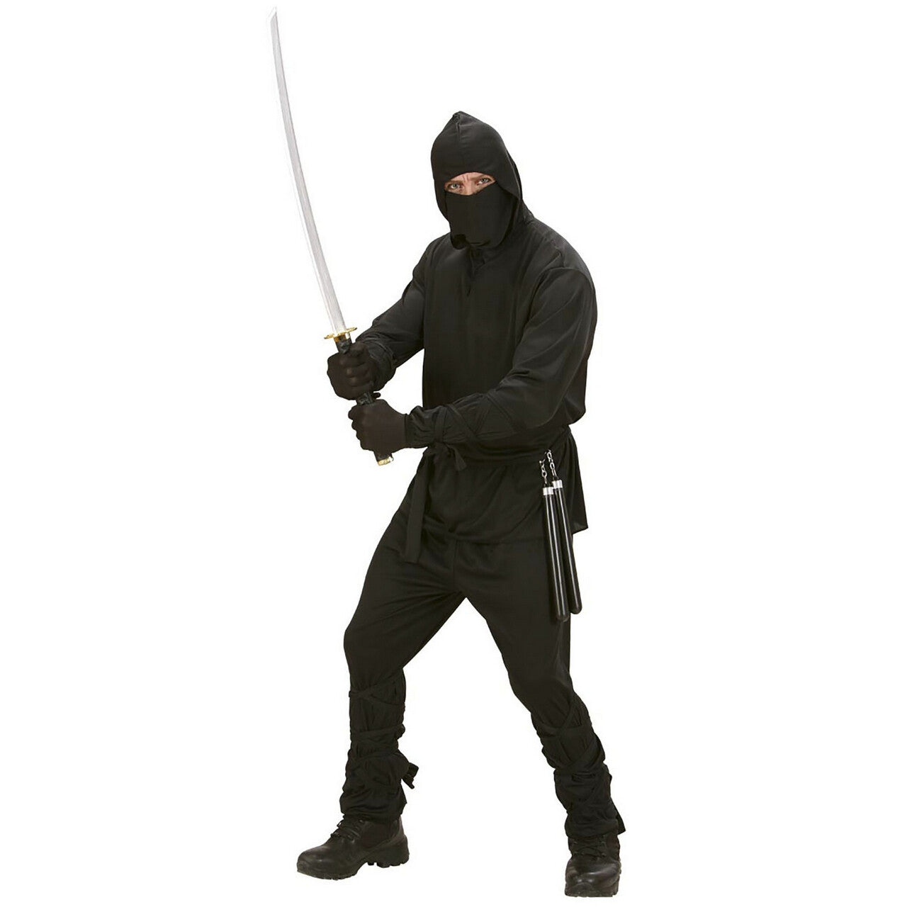 Op deze afbeelding zie je een Kostuums, van het merk Widmann. Fast Zwart Ninja Tokyo Kostuum Man