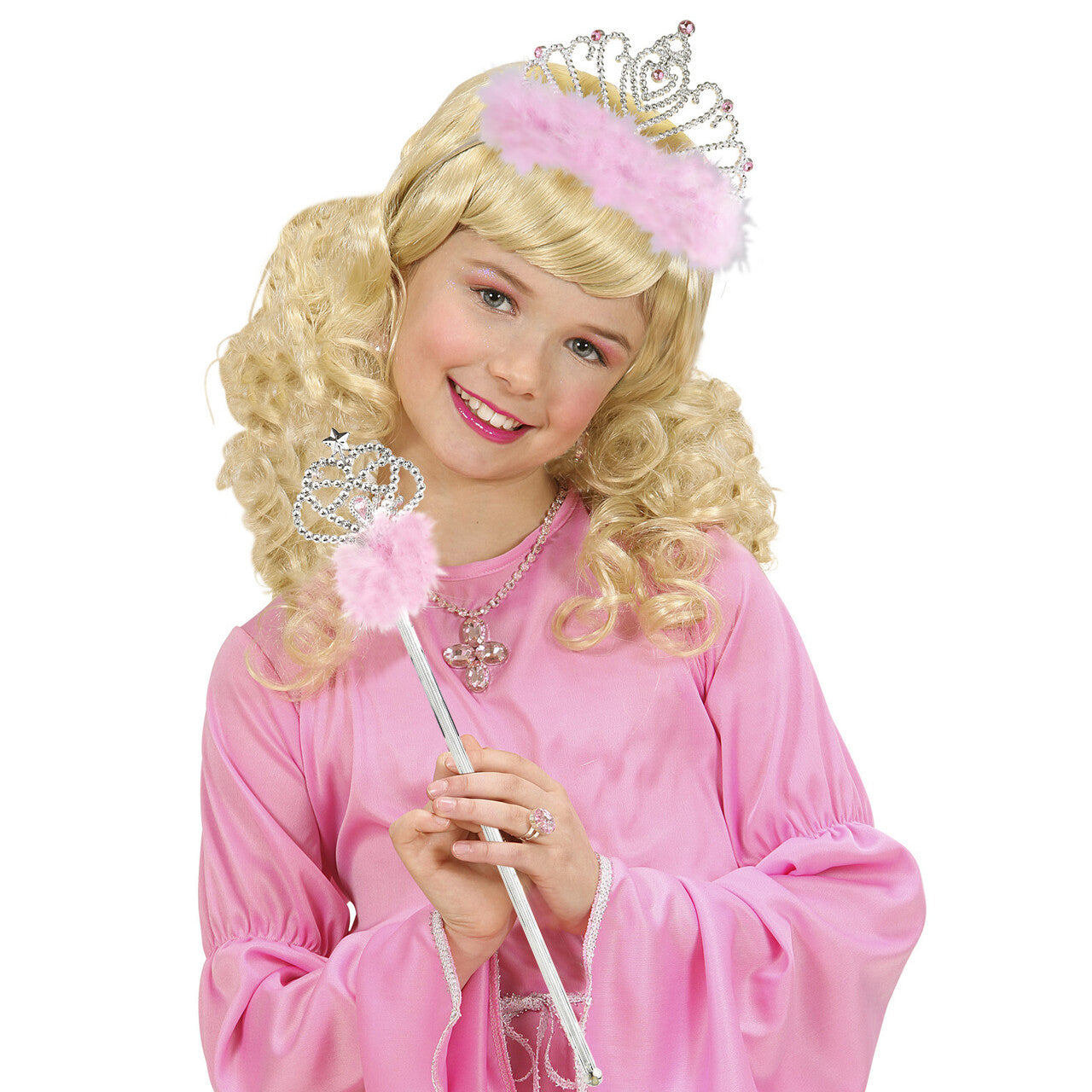 Op deze afbeelding zie je een Accessoires, van het merk Widmann. Betoverende Feeenstaf Met Marabou, Roze