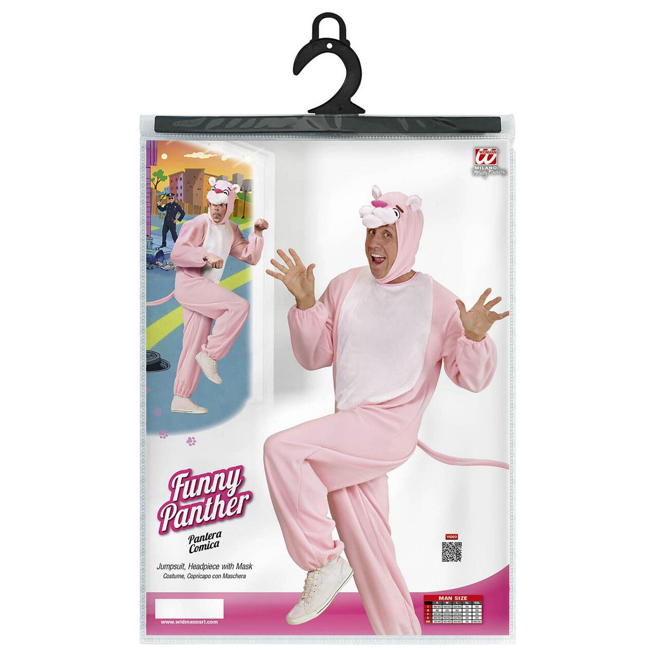 Op deze afbeelding zie je een Kostuums, van het merk Widmann. Grappige Panter Pink Panther Kostuum Man