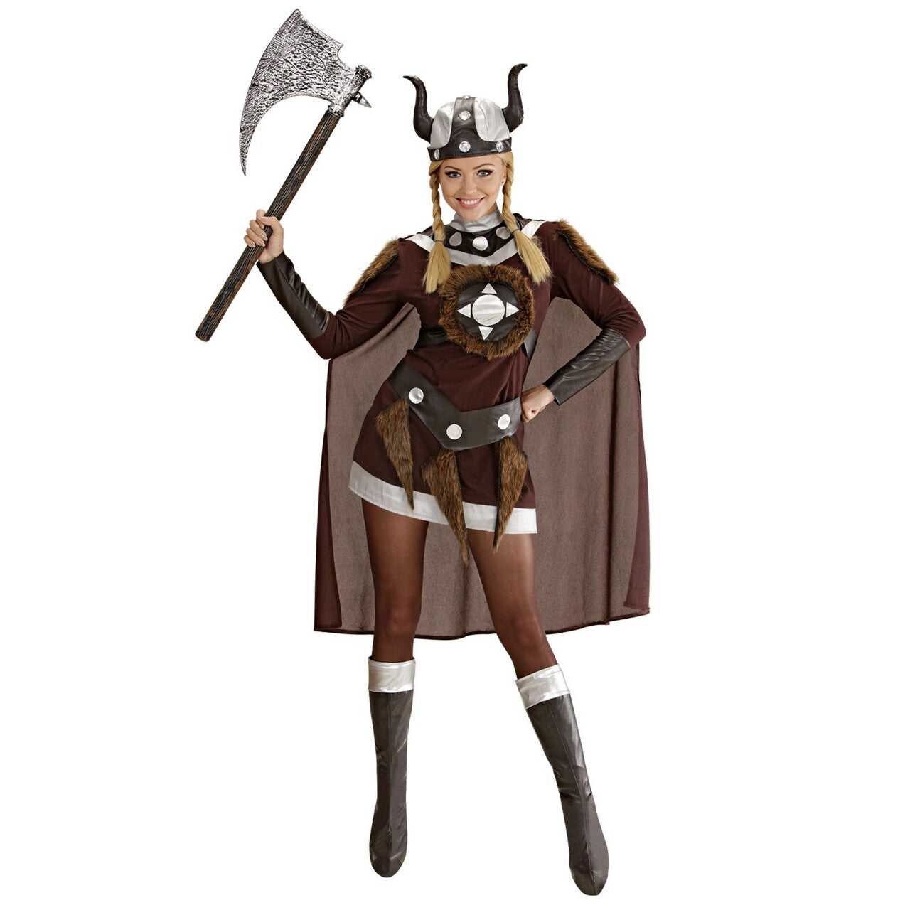 Op deze afbeelding zie je een Kostuums, van het merk Widmann. Luxe Viking Viktoria Kostuum Vrouw