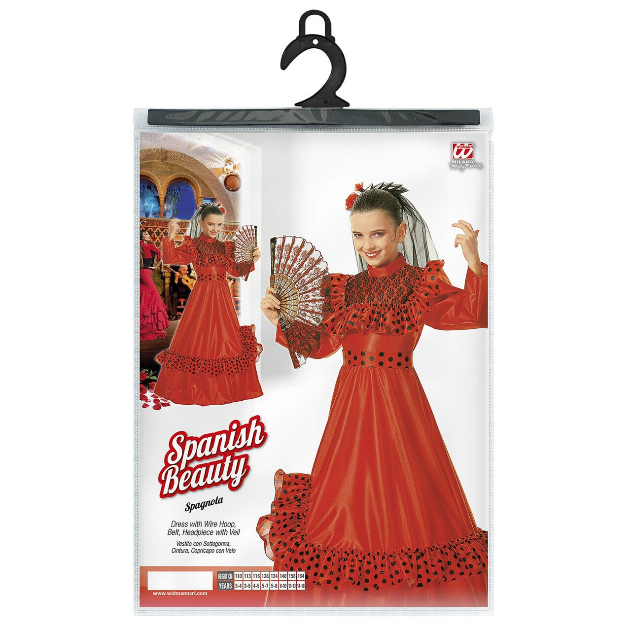 Op deze afbeelding zie je een Kostuums, van het merk Widmann. Spaans Meisje Ballerina Kostuum
