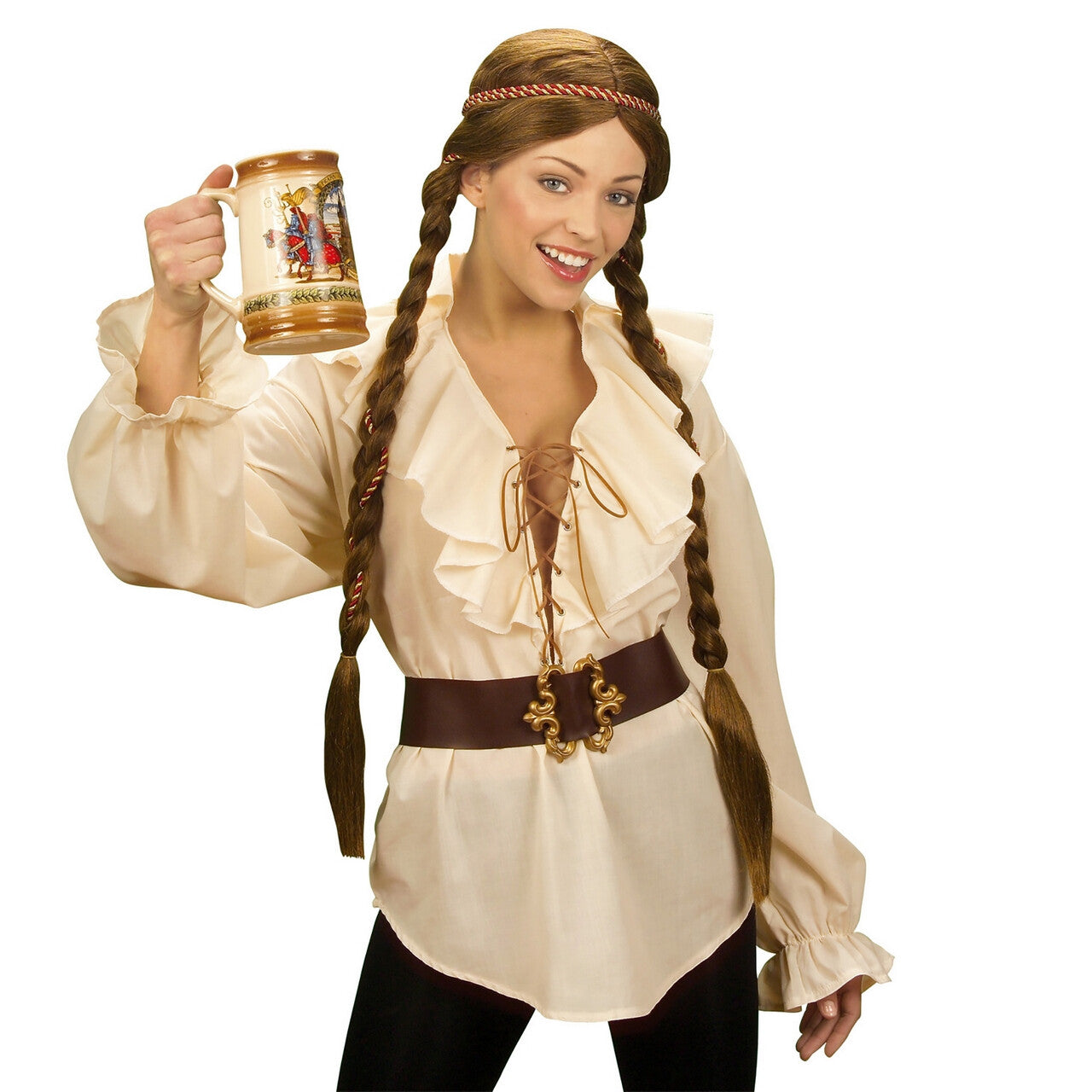 Op deze afbeelding zie je een Kostuums, van het merk Widmann. Piratenshirt Dames, Beige Vrouw