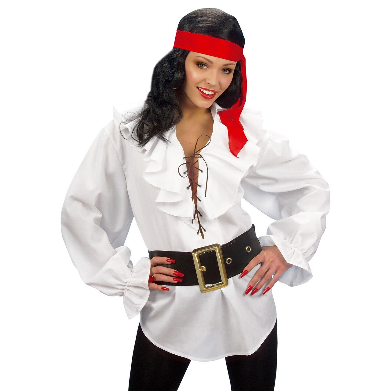Op deze afbeelding zie je een Kostuums, van het merk Widmann. Piratenshirt Dames, Wit Vrouw
