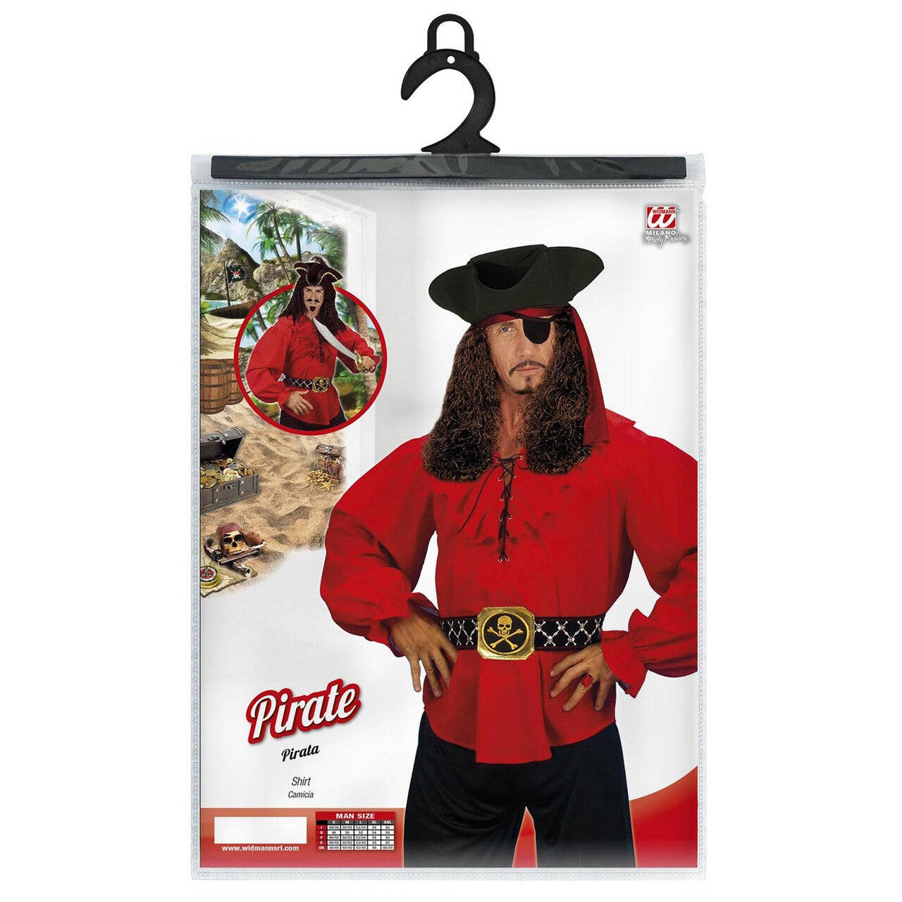 Op deze afbeelding zie je een Kostuums, van het merk Widmann. Piratenshirt Rood Man