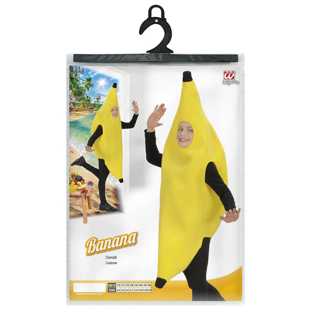 Op deze afbeelding zie je een Kostuums, van het merk Widmann. Grappige Banaan Kostuum Kind