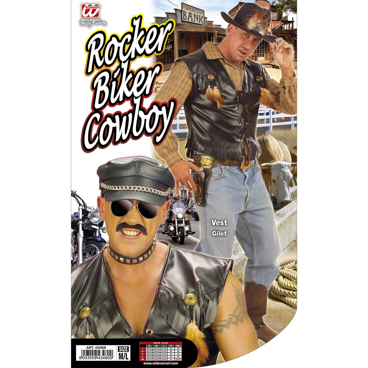 Op deze afbeelding zie je een Kostuums, van het merk Widmann. Rocker / Biker Vest Lederlook Man