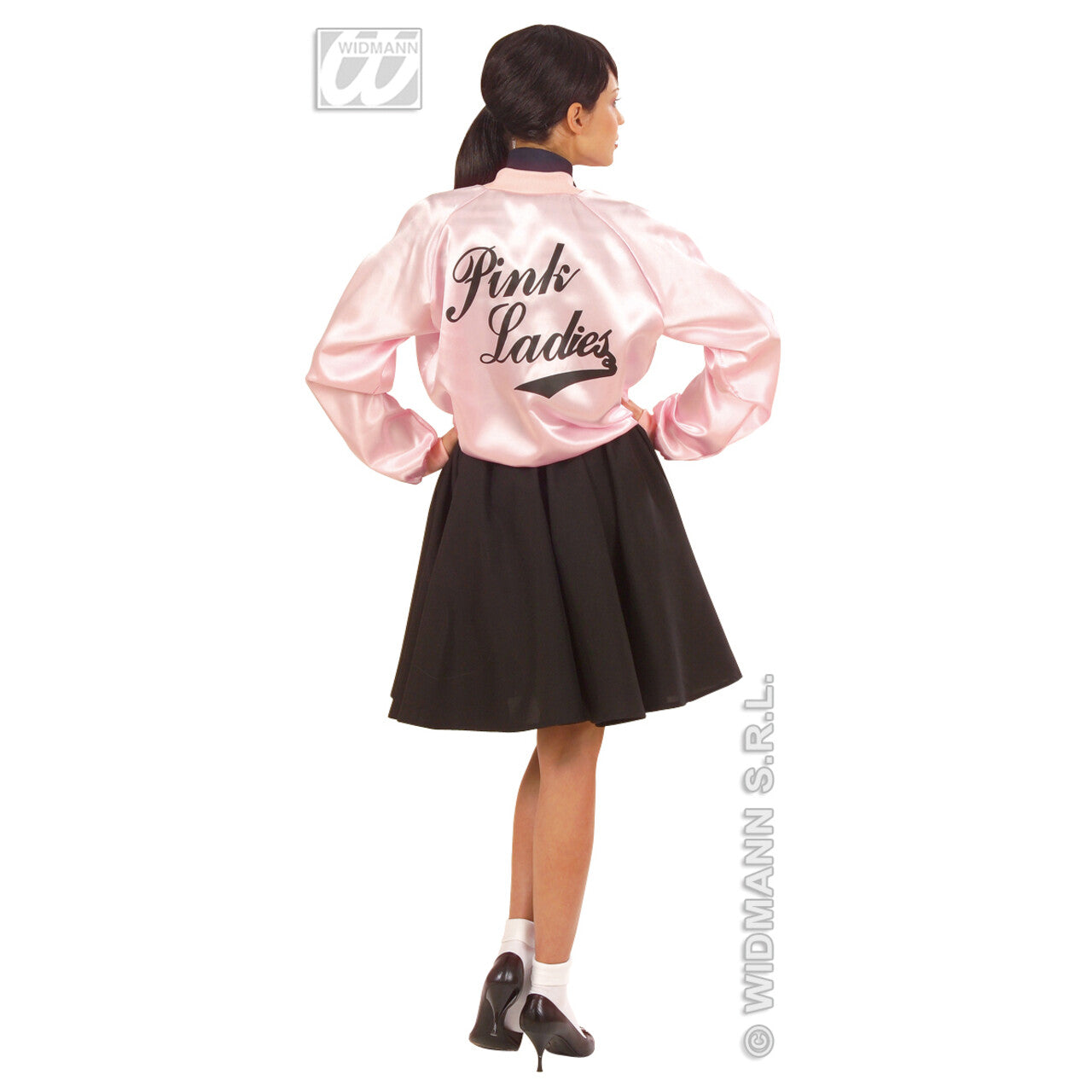 Op deze afbeelding zie je een Kostuums, van het merk Widmann. Dames Jasje Satijn Pink Lady Vrouw