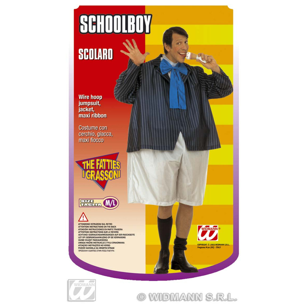 Op deze afbeelding zie je een Kostuums, van het merk Widmann. Vette Schooljongen Alfred Kostuum Man