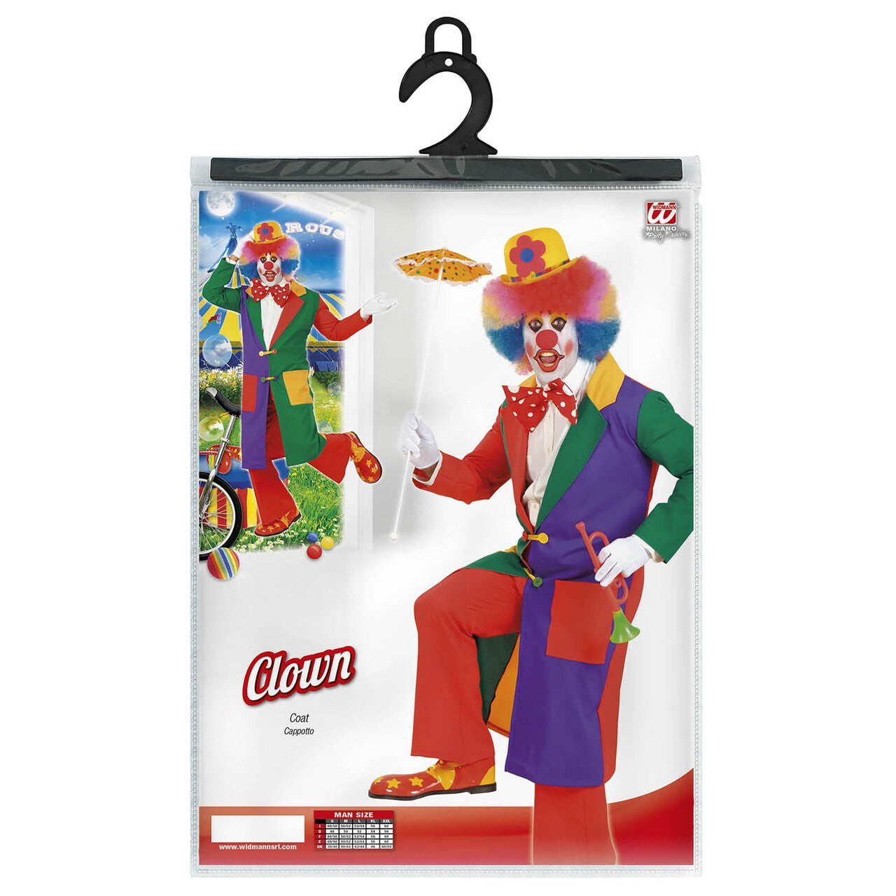 Op deze afbeelding zie je een Kostuums, van het merk Widmann. Clownsjas Man