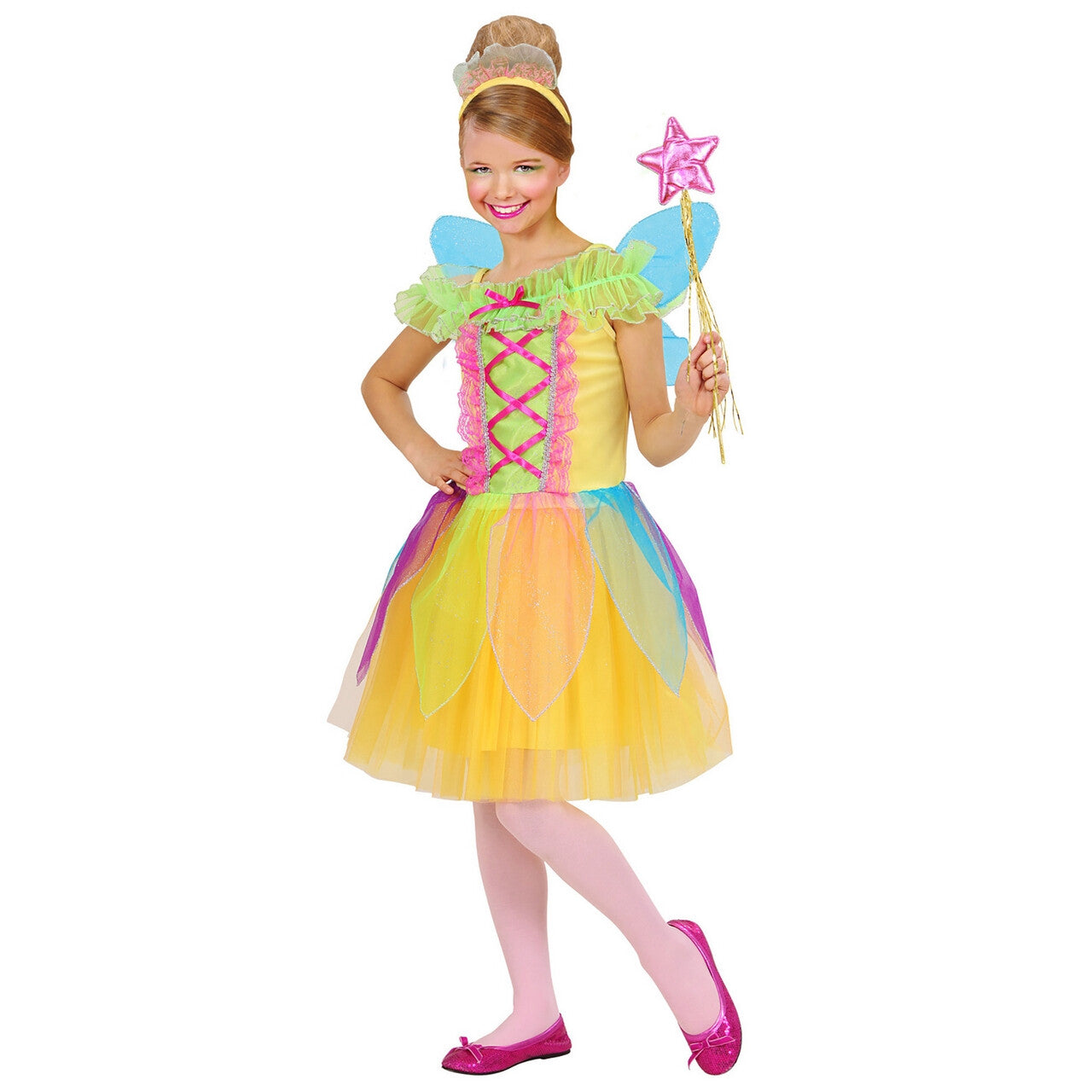 Op deze afbeelding zie je een Kostuums, van het merk Widmann. Multicolour Fee Kleurrijk Kostuum Meisje