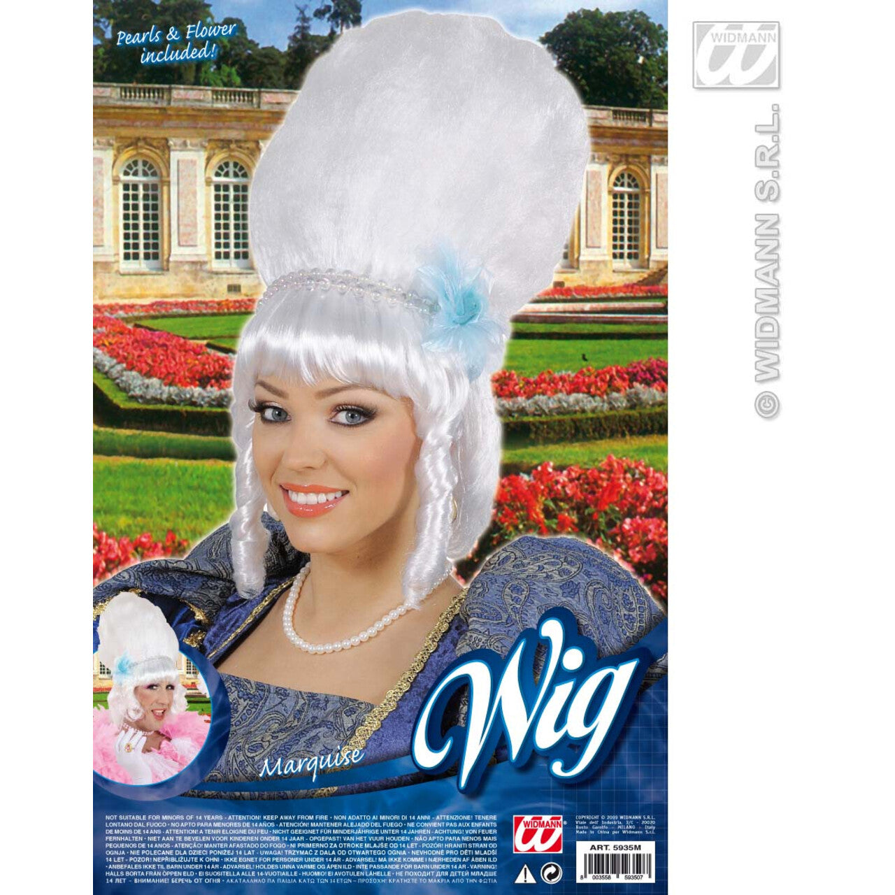 Op deze afbeelding zie je een Accessoires, van het merk Widmann. Pruik Markiezin Met Witte Parels
