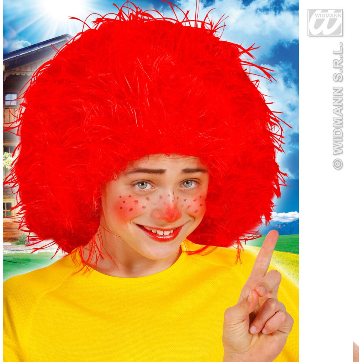 Op deze afbeelding zie je een Accessoires, van het merk Widmann. Pruik, Karakter Kind, Rood