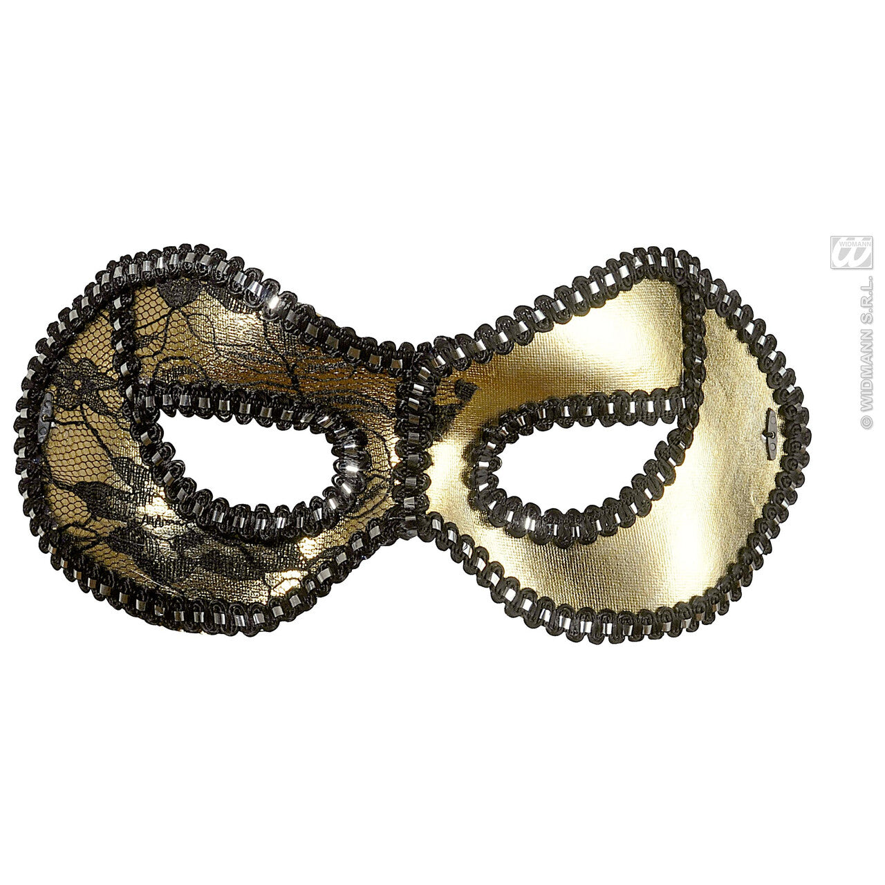 Op deze afbeelding zie je een Accessoires, van het merk Widmann. Oogmasker, Zwart / Goud Met Kant Op Ogen