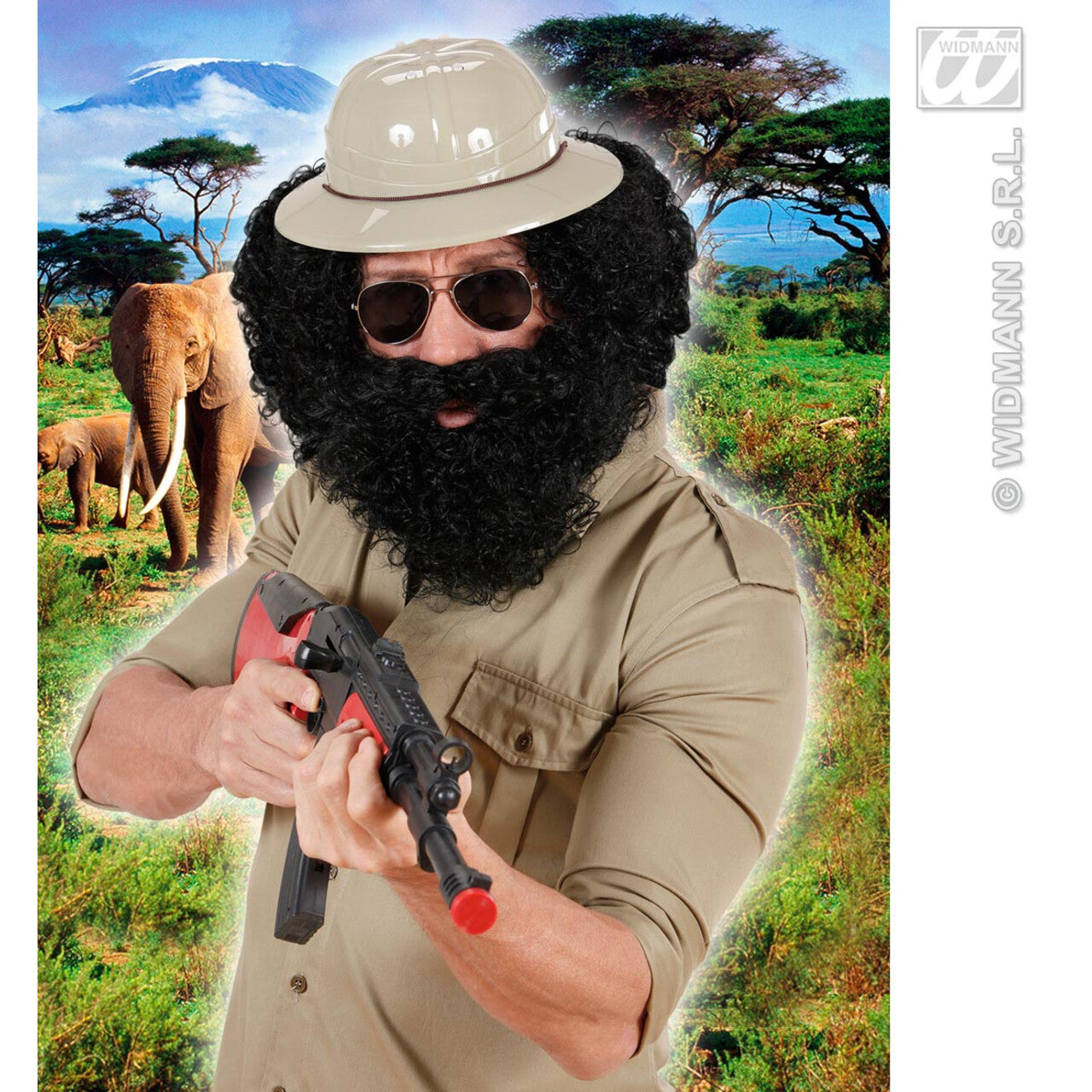 Op deze afbeelding zie je een Accessoires, van het merk Widmann. Pruik, Karakter Met Krullen En Baard, Zwart