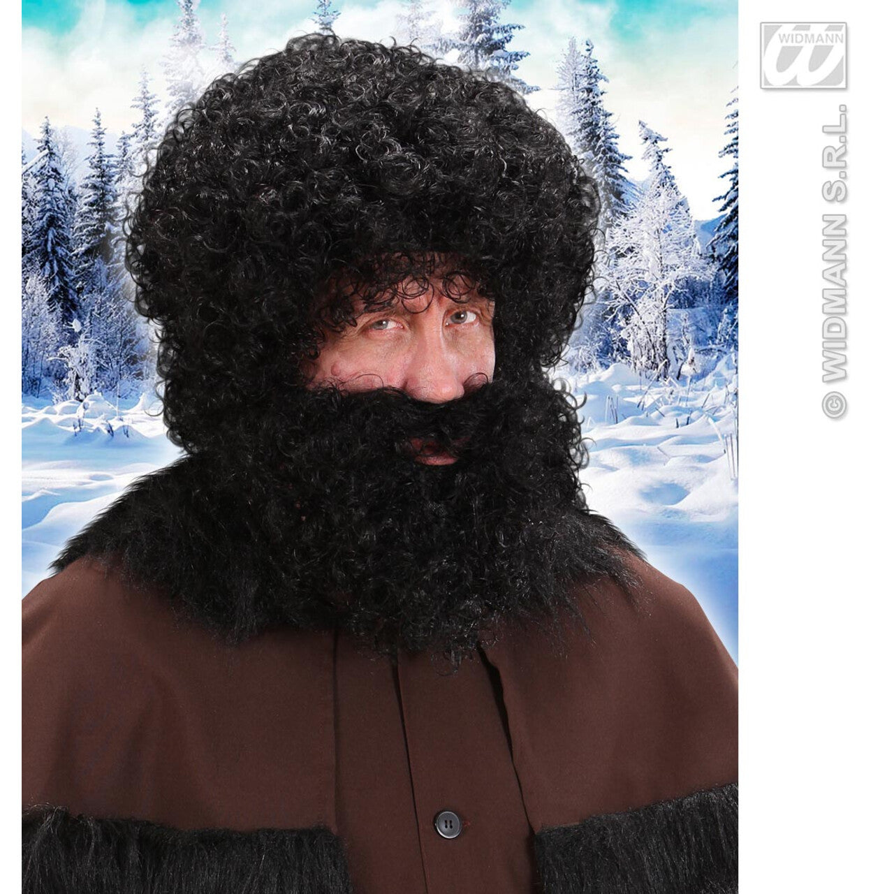 Op deze afbeelding zie je een Accessoires, van het merk Widmann. Pruik, Karakter Met Krullen En Baard, Zwart