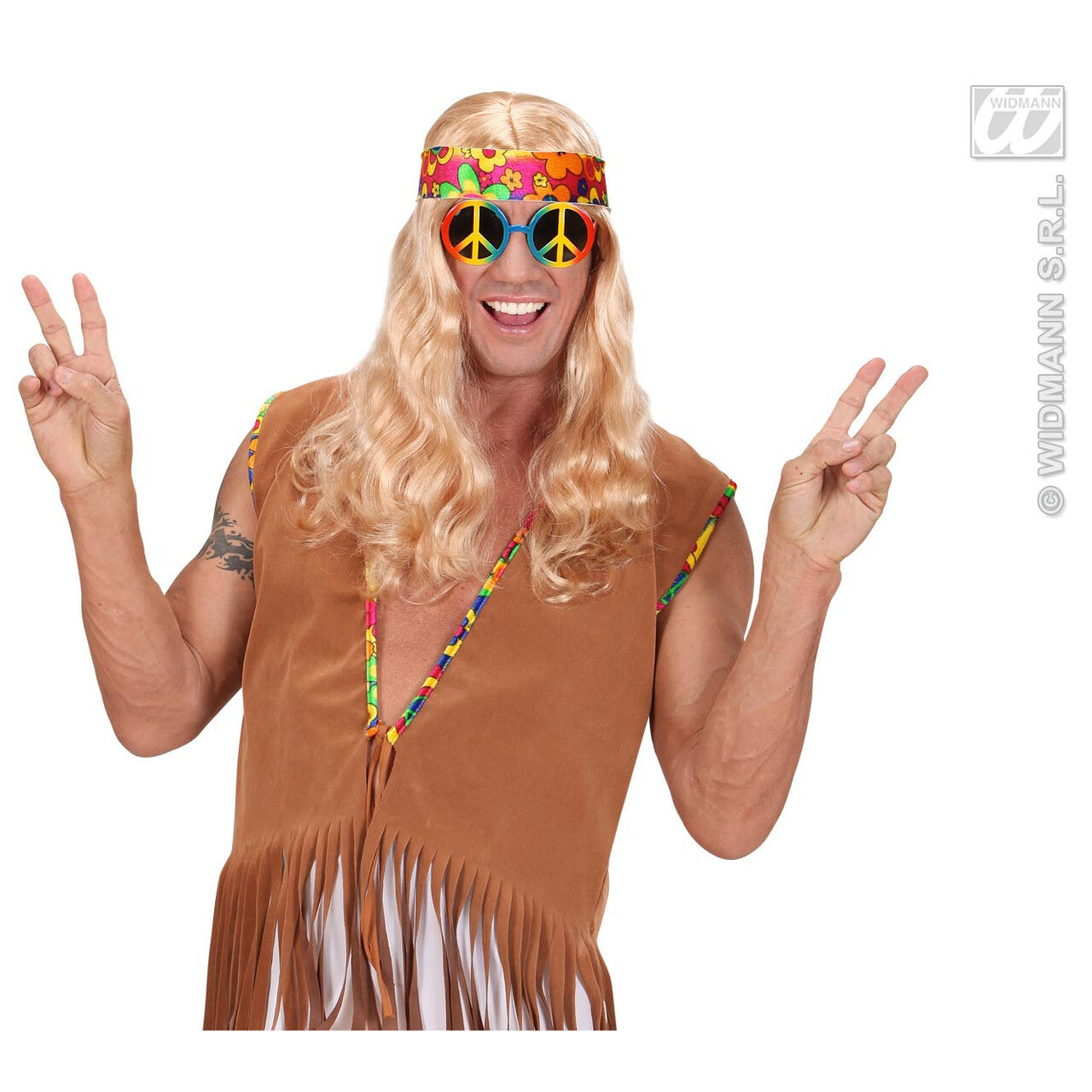 Op deze afbeelding zie je een Accessoires, van het merk Widmann. Bril, Love And Peace Multi Kleuren