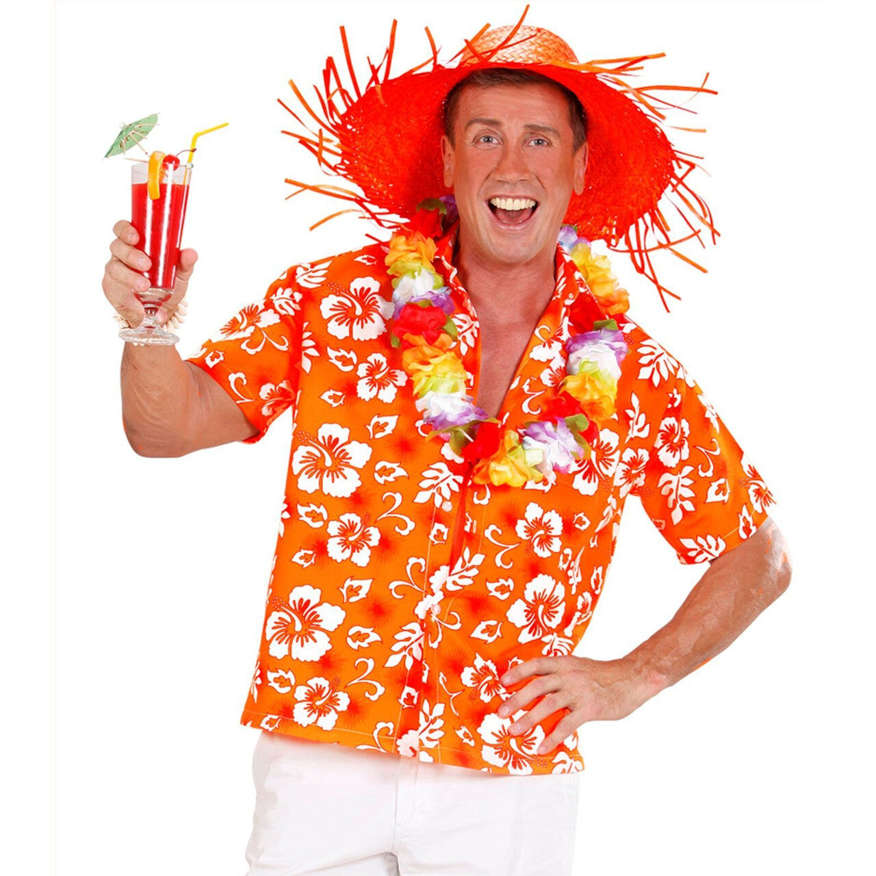 Op deze afbeelding zie je een Kostuums, van het merk Widmann. Hawaii Shirt Oranje Man