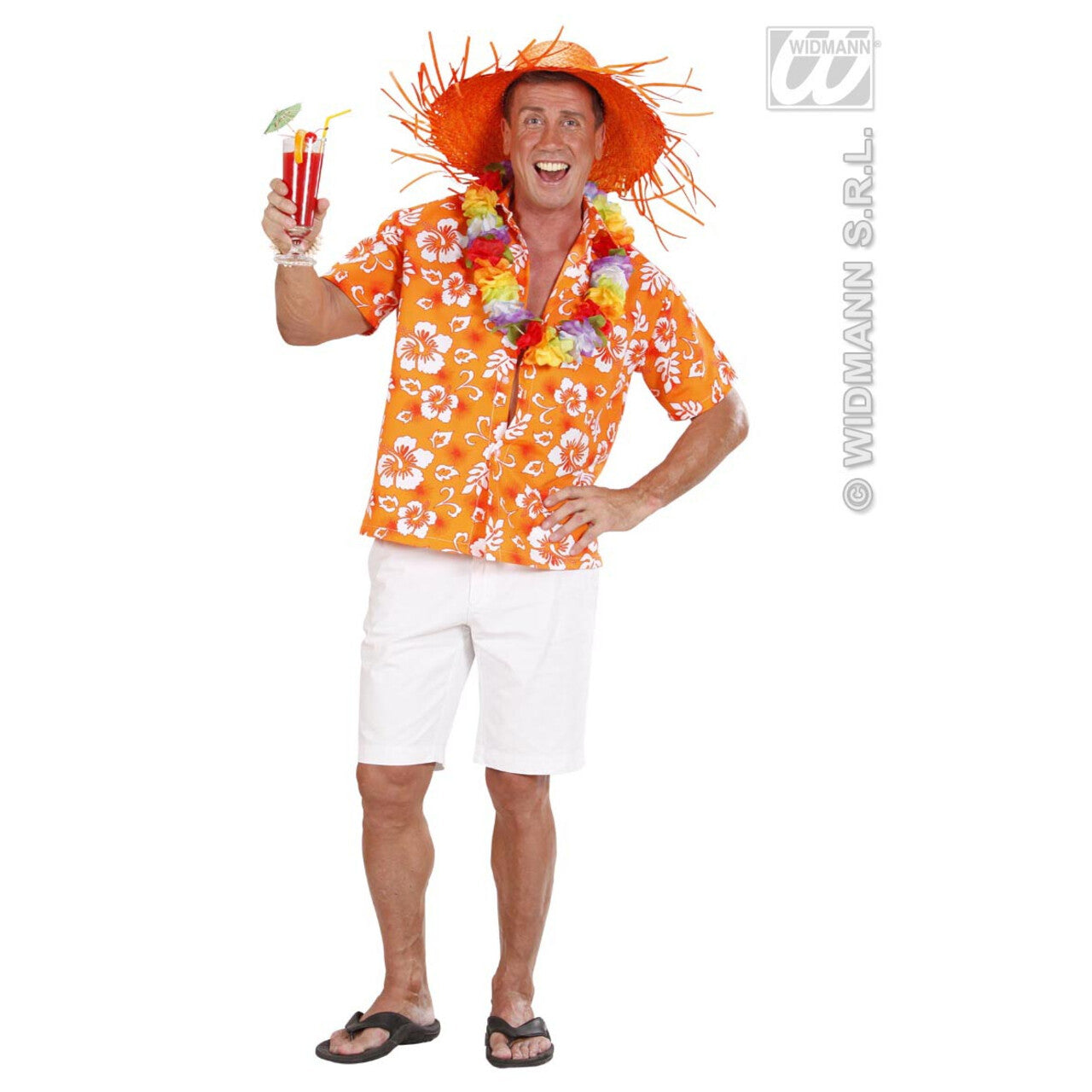 Op deze afbeelding zie je een Kostuums, van het merk Widmann. Hawaii Shirt Oranje Man
