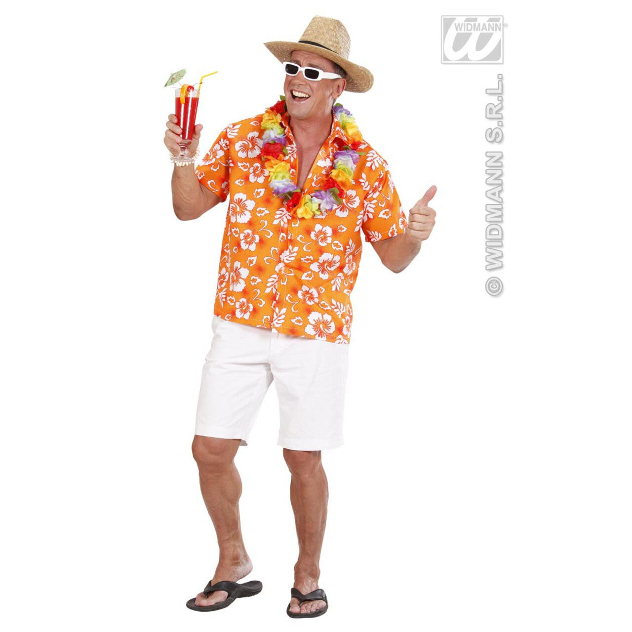 Op deze afbeelding zie je een Kostuums, van het merk Widmann. Hawaii Shirt Oranje Man