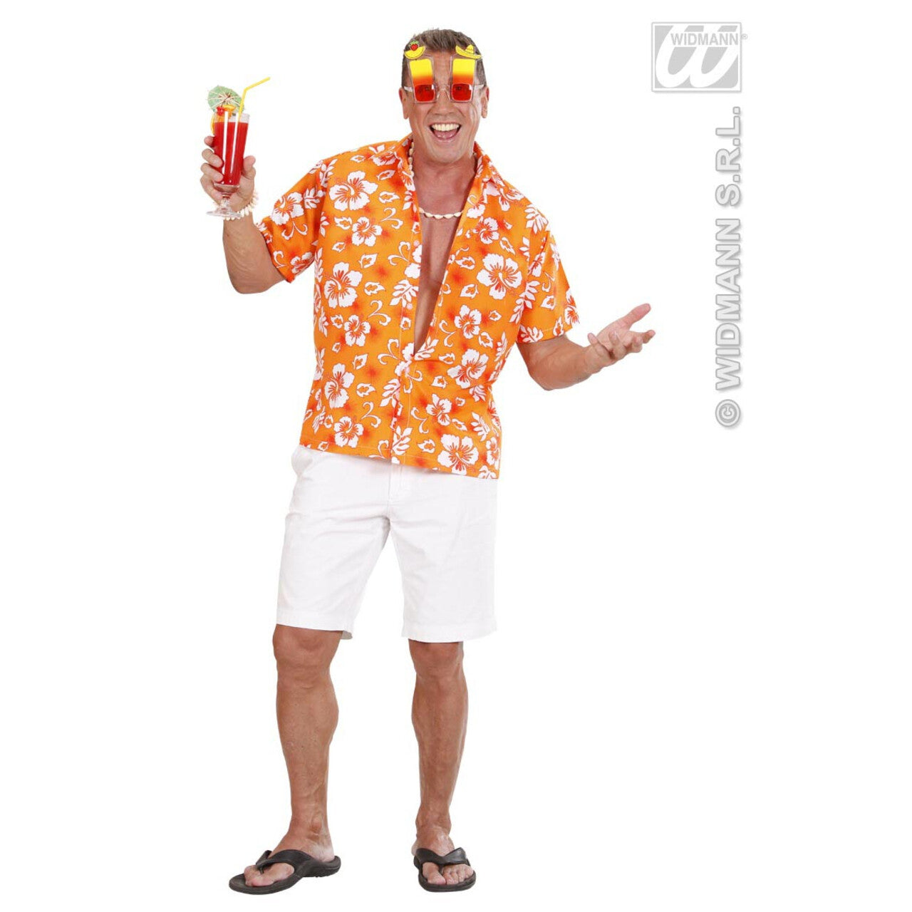Op deze afbeelding zie je een Kostuums, van het merk Widmann. Hawaii Shirt Oranje Man