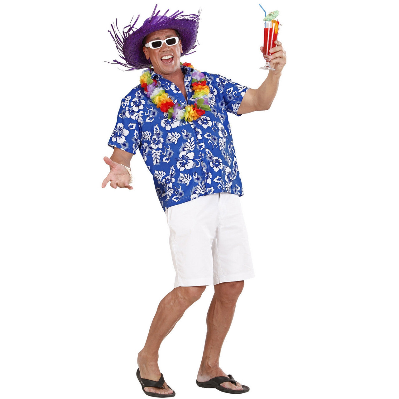 Op deze afbeelding zie je een Kostuums, van het merk Widmann. Hawaii Shirt Blauw Man