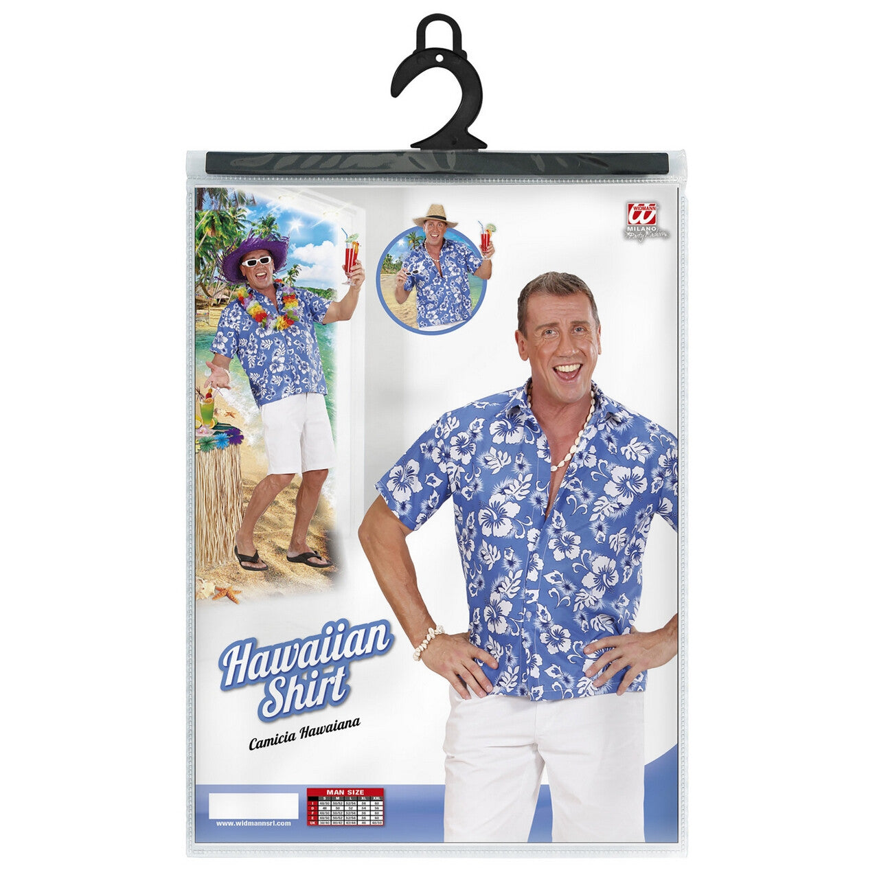 Op deze afbeelding zie je een Kostuums, van het merk Widmann. Hawaii Shirt Blauw Man