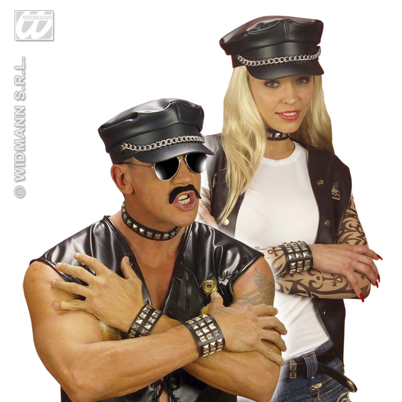 Op deze afbeelding zie je een Accessoires, van het merk Widmann. Armband Met 3 Lagen Spijkers Biker