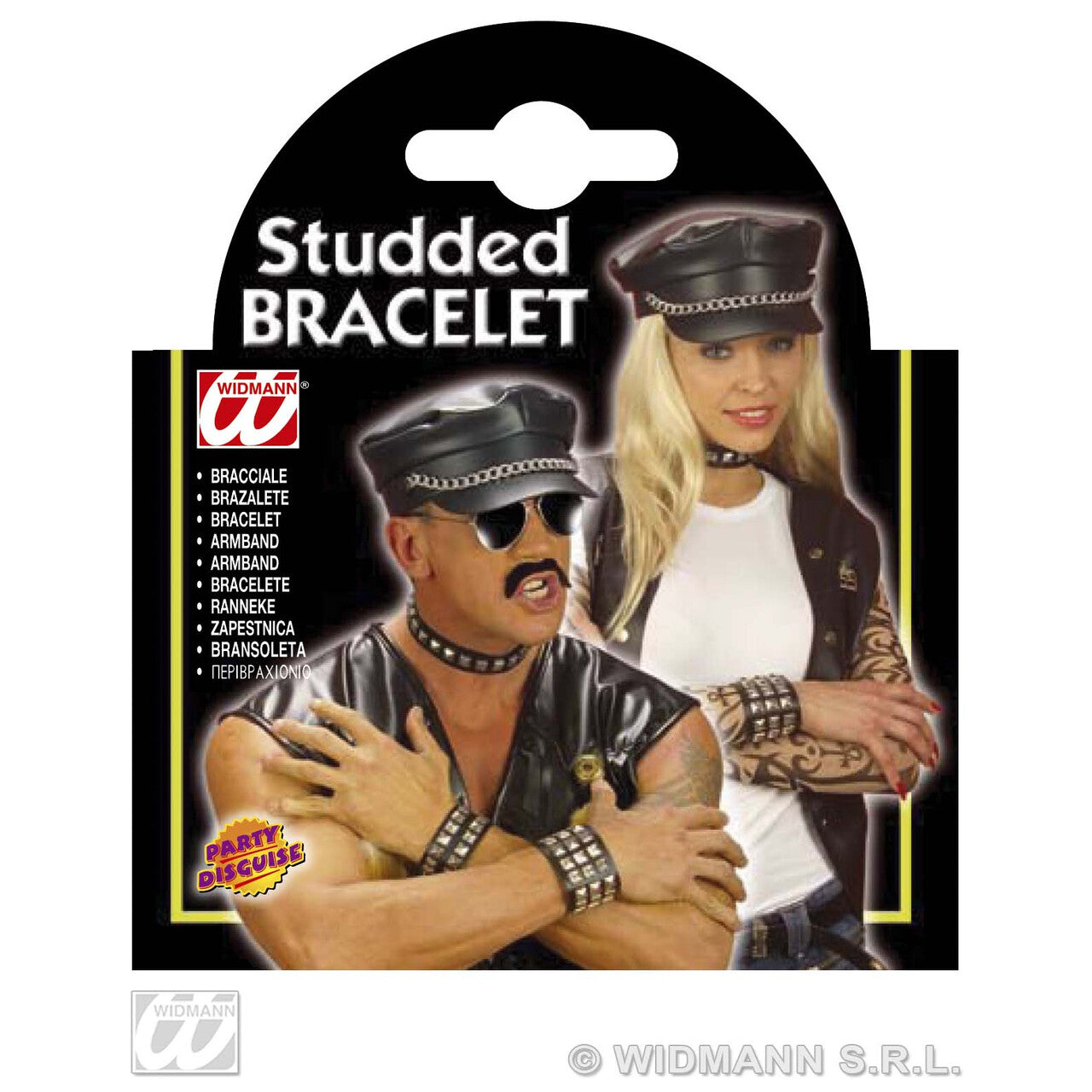 Op deze afbeelding zie je een Accessoires, van het merk Widmann. Armband Met 3 Lagen Spijkers Biker