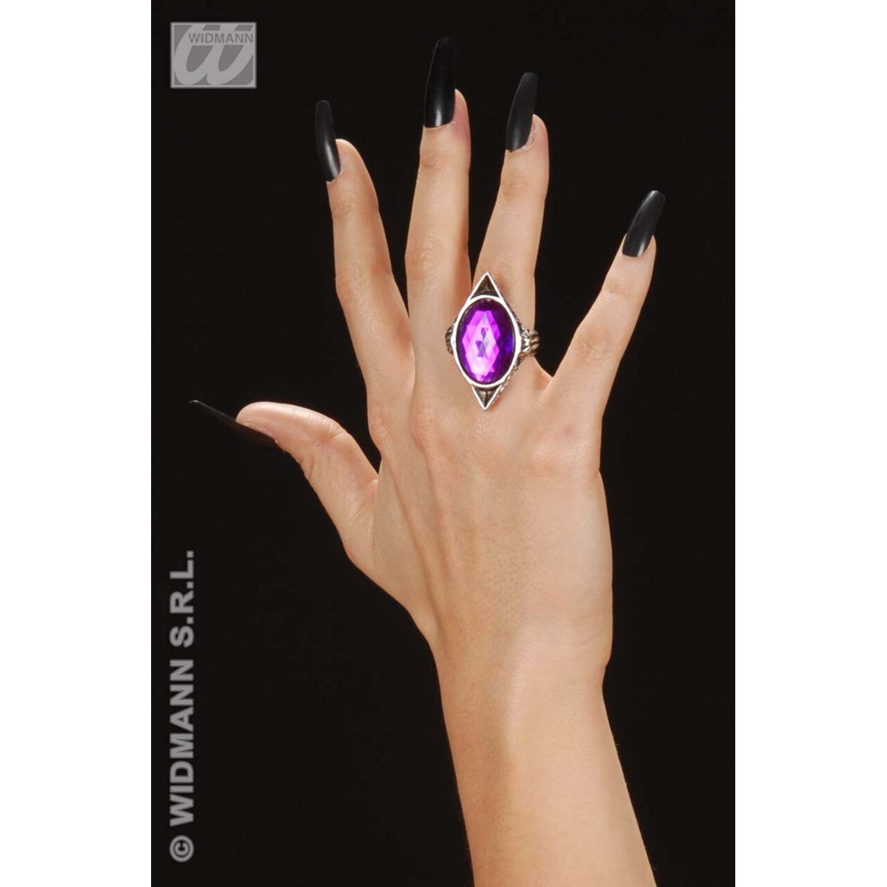 Op deze afbeelding zie je een Accessoires, van het merk Widmann. Gotische Ring Met Paarse Gemsteen