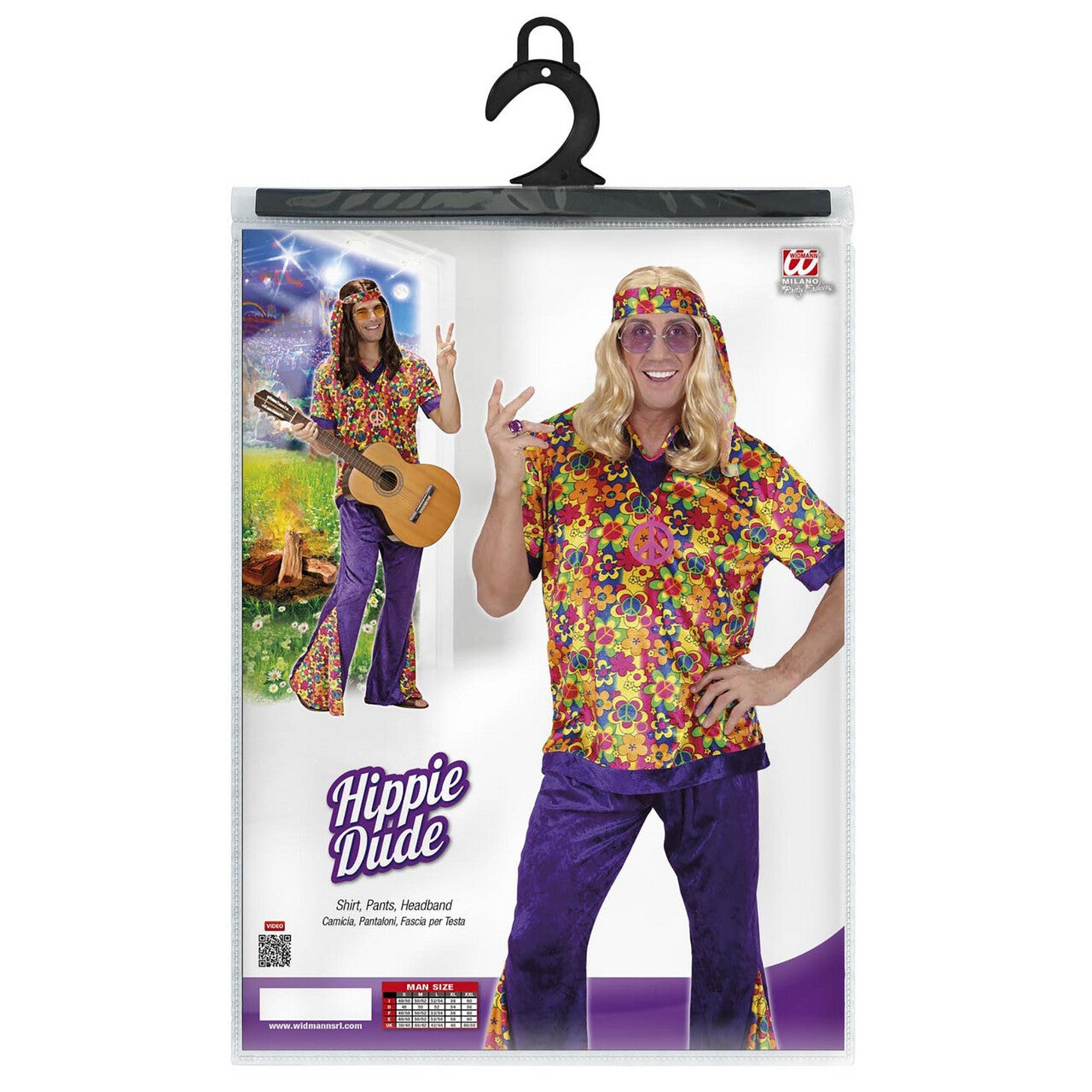 Op deze afbeelding zie je een Kostuums, van het merk Widmann. Hippie Dude Fluweel Mr Dude Kostuum Man