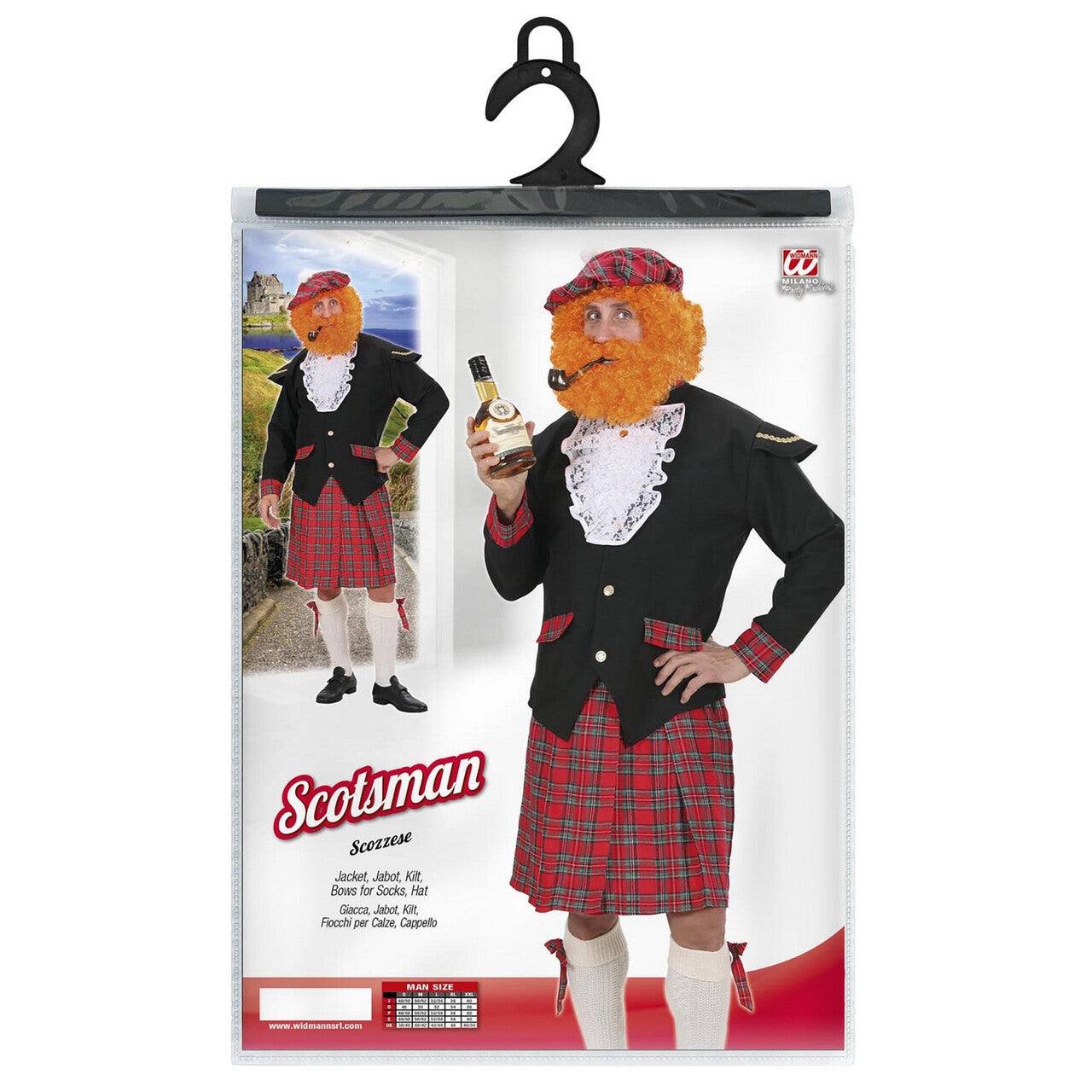 Op deze afbeelding zie je een Kostuums, van het merk Widmann. Schotse Man Highlander Kilt Kostuum