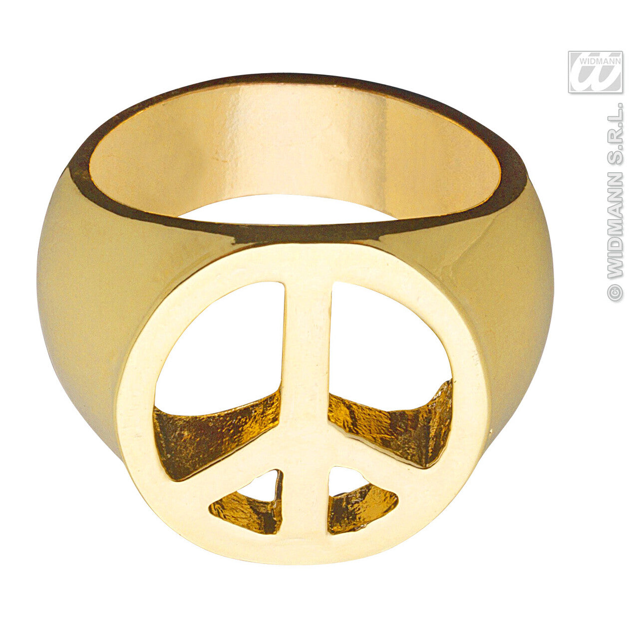 Op deze afbeelding zie je een Accessoires, van het merk Widmann. Peace And Love Ring Goud