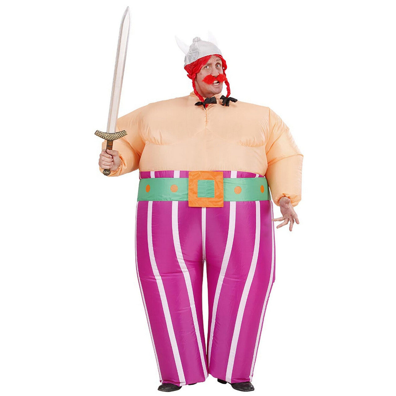 Op deze afbeelding zie je een Kostuums, van het merk Widmann. Opblaasbaar Viking Obelix Kostuum Man